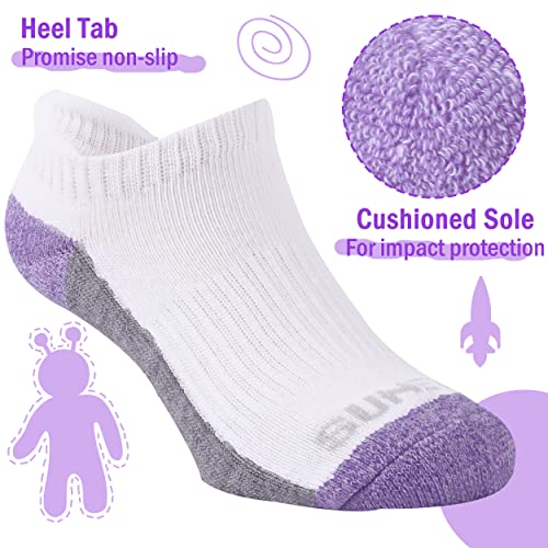 Toddler Boys Girls Cushioned Ankle Socks 2-5T 6 Pairs White Purple