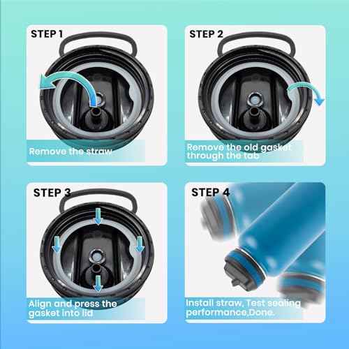 BOSORIO Replacement Straws and Gasket Compatible with ThermoFlask 16oz 24oz 32oz 40oz Water Bottle with Straw Lid, Replacement O Ring Rubber Seals Part£¨Not for Spout Lid and Chug Lid£©