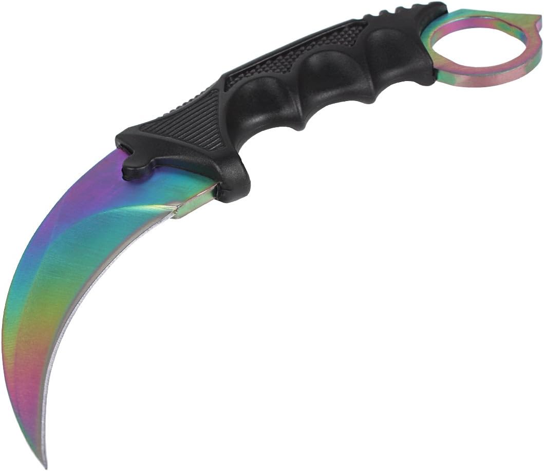 Andux Karambit Camping Hunting Tool with Cord ZD-01 (Purple-White)