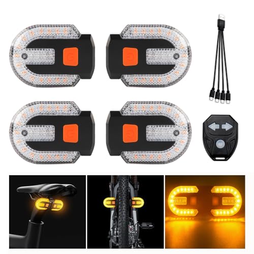 Wireless Bicycle Turn Signal Lights with Remote Control - Waterproof 5 Modes USB Charging