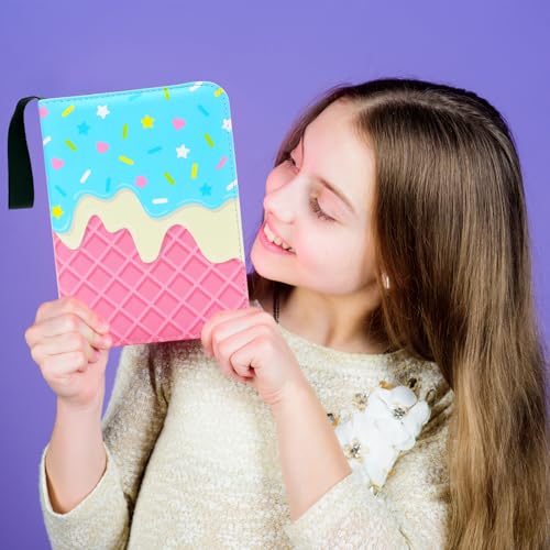 Cute Ice Cream Cake Card Binder Blue - 400 Pocket Card Album for Collectible & Trading Cards
