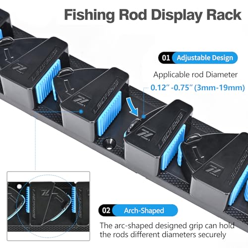 RESTCLOUD Fishing Rod Holder Vertical 3 Slots Blue 9 Slots Storage Rack