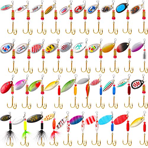 40 Pcs Metal Spinner Fishing Lures Set for Trout Bass Perch Salmon