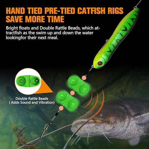 Fish-Shaped Catfish Float Rigs with Rattles - 6pcs, Bank & River Fishing