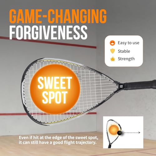 Racquetball Racket with Cover - Lightweight, Control & Power for Beginners