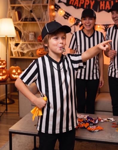 Redgino Kids Referee Uniform Kit V Collar Medium - Includes Shirt, Hat, Flag & Whistle