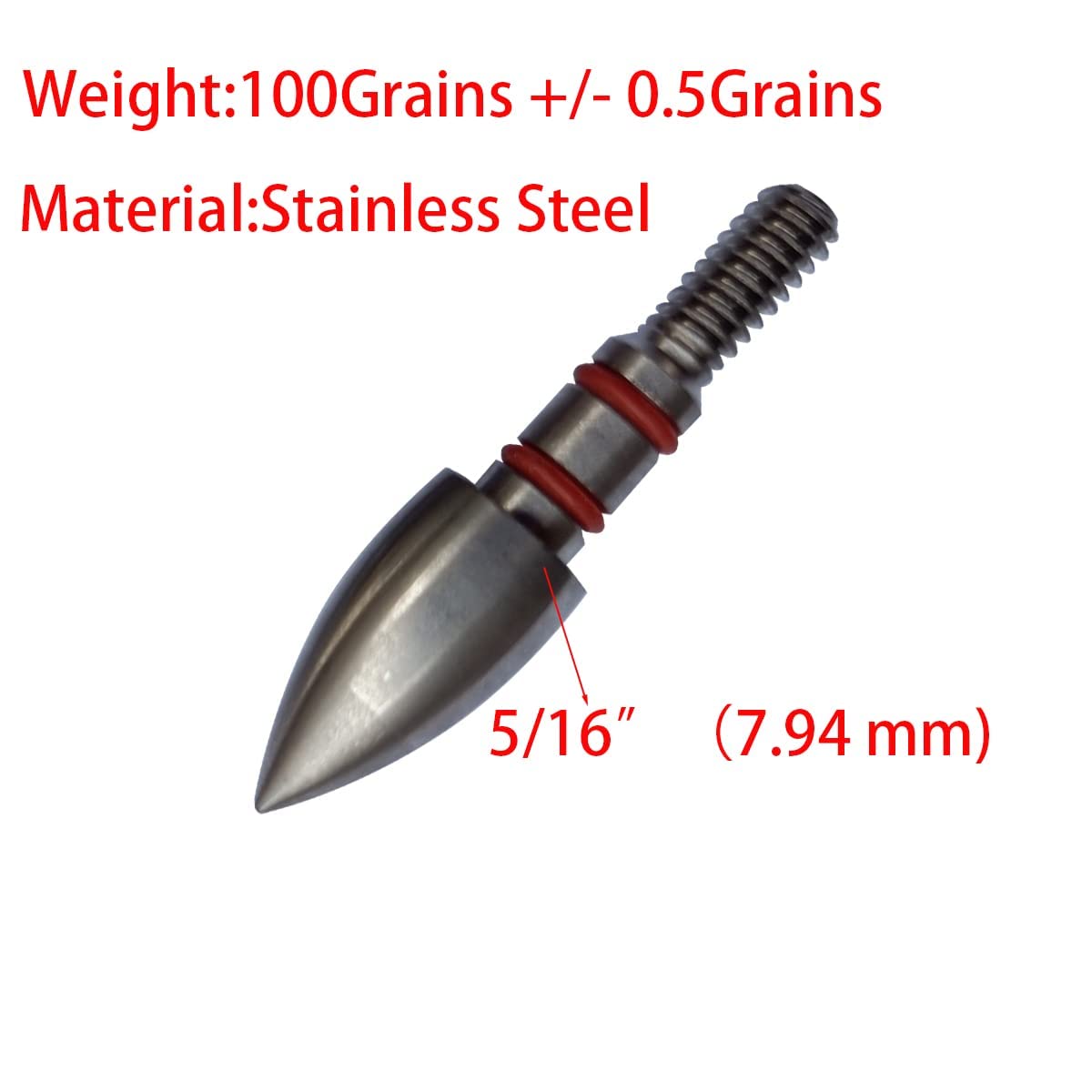 Field Points 100/125/150/200 Grains,Stainless Steel Archery Field Points Screw in Archery Field Tips (12 Pack) (A 5/16″-100grains)