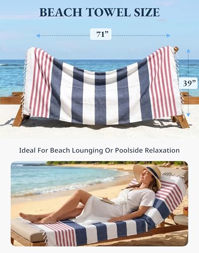 Oversized Turkish Beach Towels XL 39x71 Inches - Pack of 2 Old Glory Teal