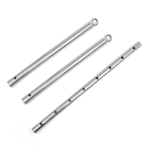 CHALETREE Pilates Expandable Workout Spreader Bar 2 Rings with Wrist Wraps, Glutes and Leg Fitness Gear (Silver)