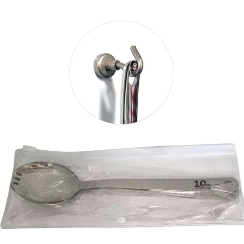 Korean Military Spork, Stainless Steel 304 Spoon, Fork with Hanging Loop for Everyday Household Use and Outdoor Camping, Hiking, Fishing for Adults, Children, Senior - Made in Korea (Small), Silver