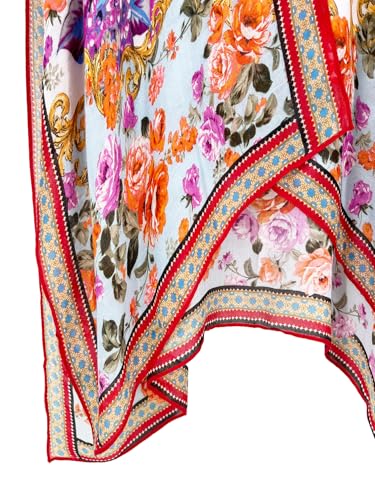 Chinese Rose Oversized Boho Kimono Cardigan for Women - Lightweight Summer Cover-up