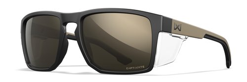 Wiley X WX Founder Sunglasses Safety Glasses for Men Shatterproof UV Eye Protection for Combat, Shooting Captivate Tungsten Mirror Lenses Matte Black & Tan Frames