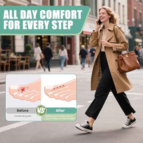 Hammer Toe Straightener for Women & Men - 2 Pack Toe Splints & Wraps for All-Day Comfort for Walking, Running or Rest - Relieve Discomfort from Bent, Curled & Broken Toes