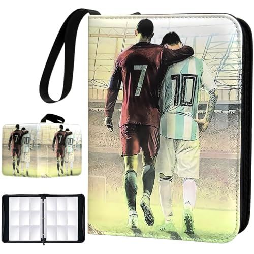 Soccer Card Binder - 900 Capacity 9-Pocket Album, Waterproof PU Leather, Black - Perfect for Collectors & Kids