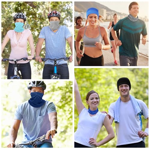 Geyoga 6 Pieces Summer UV Protection Cooling Neck Gaiter Face Clothing Neck Gaiter Mask Scarf Sunscreen Breathable Bandana