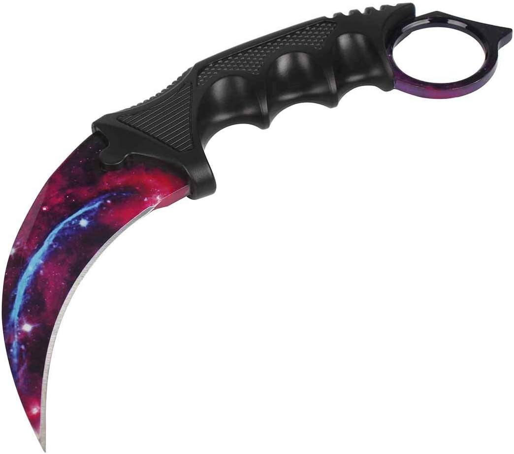 Andux Karambit Camping Hunting Tool with Cord ZD-01 (Purple-White)