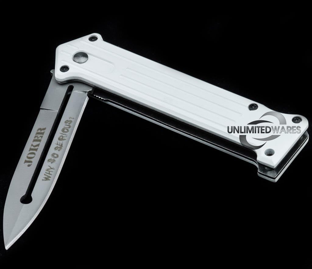 2-Pack Joker "Why So Serious?" Assisted Opening Folding Knife 4.5-Inch Closed Black and Silver