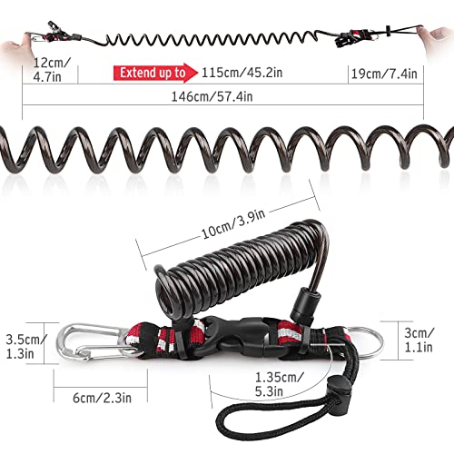 Diving Coiled Lanyard with Quick Release Buckle - Black