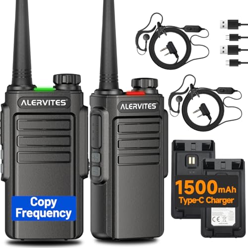 Long Range Rechargeable Walkie Talkies with Earpiece 2 Pack - Handheld Encrypted Two-Way Radios for Camping Hiking Cruise