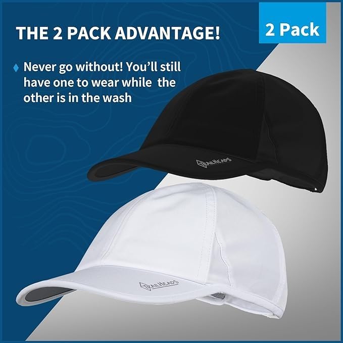 TrailHeads Women's UPF 50 Summer Running Hat UV Protection Cap - One Size, White & Black
