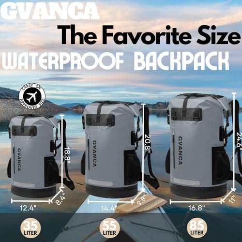 Waterproof Roll Top Kayak Dry Backpack 35L Grey Floating Outdoor Gear