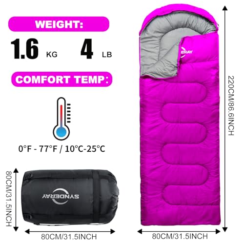 Sleeping Bags for Adults Cold Weather & Warm - Backpacking Camping Sleeping Bag for Kids 10-12, Girls, Boys - Lightweight Compact with Compression Sack for Outdoor & Indoor
