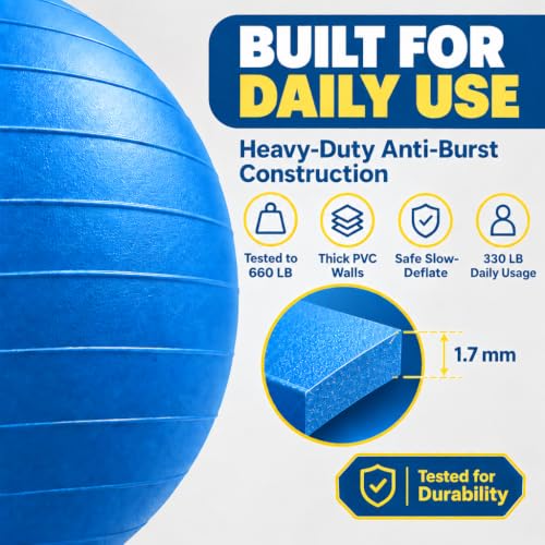 ProBody Pilates Yoga Ball Chair with Resistance Bands - Blue, 75 cm