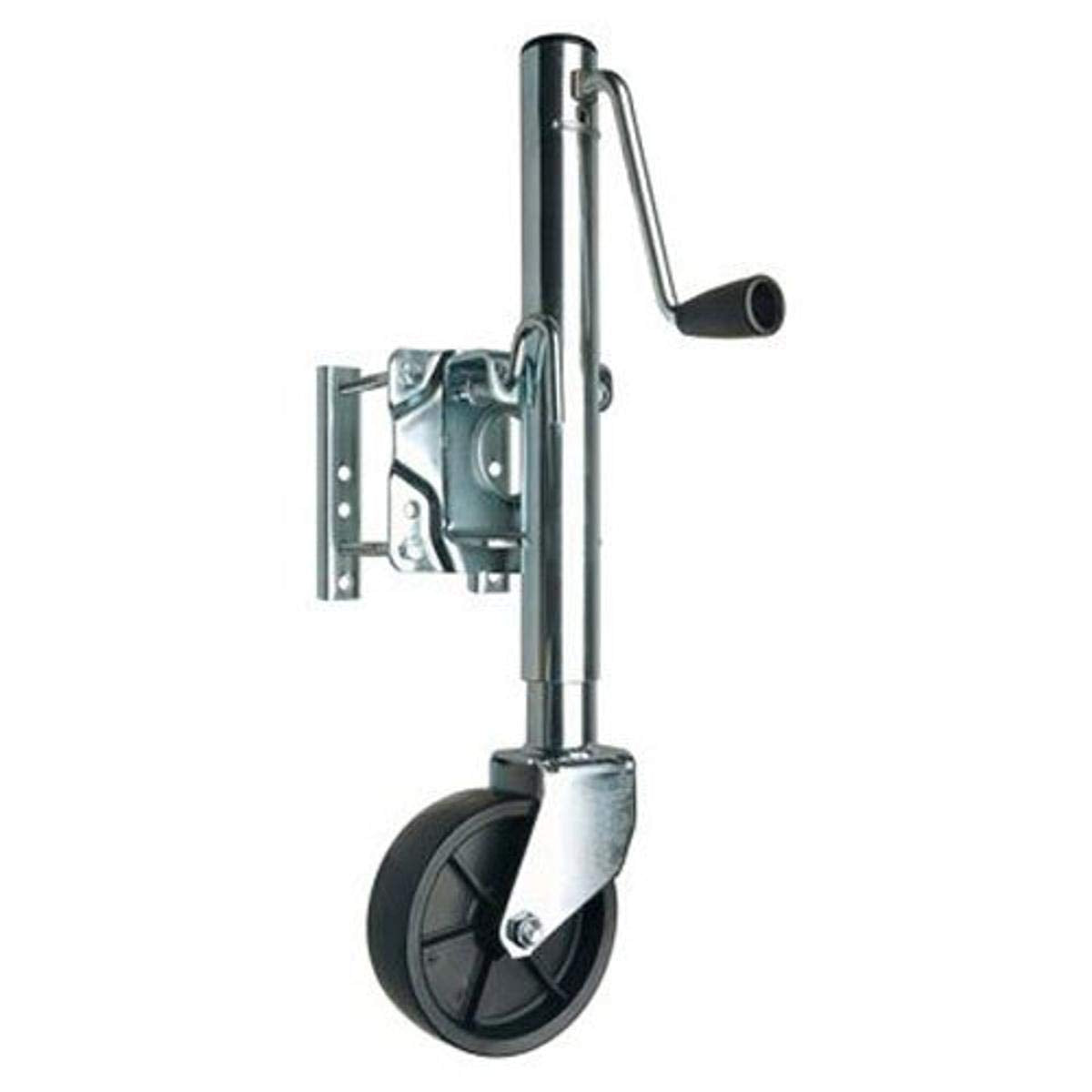 Reese Towpower 74410 Round Trailer Jack, Side Mount, 1,000 lbs. Lift Capacity, Sidewind, Bolt-On, 10 Inch Travel, 6-Inch Wheel