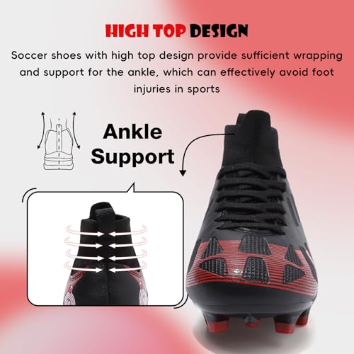 Kids Soccer Cleats Boys Girls Athletic Football Shoes - 7.5 Big Kid, Black