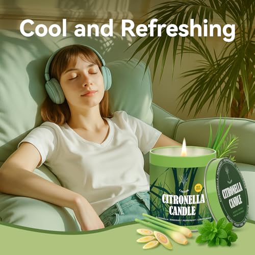 Outdoor Citronella Candle Set 4 Pack - 9oz Mosquito Repellent with Essential Oils