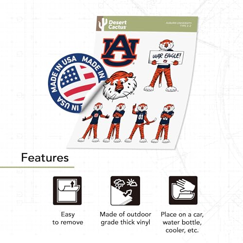 Auburn Tigers Sticker Decal - College Fan Vinyl Sticker for Laptops Water Bottles