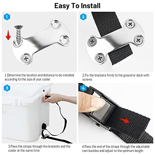 Cooler Tie Down Kit - Adjustable Straps for YETI & RTIC Coolers, Boat & Truck Bed