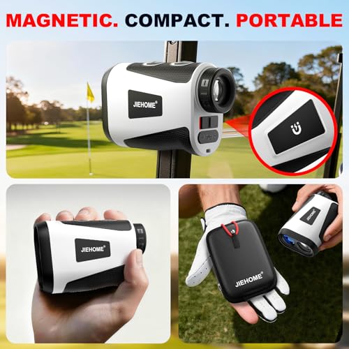 Golf Rangefinder with Slope, Magnetic, 1200 Yards - White