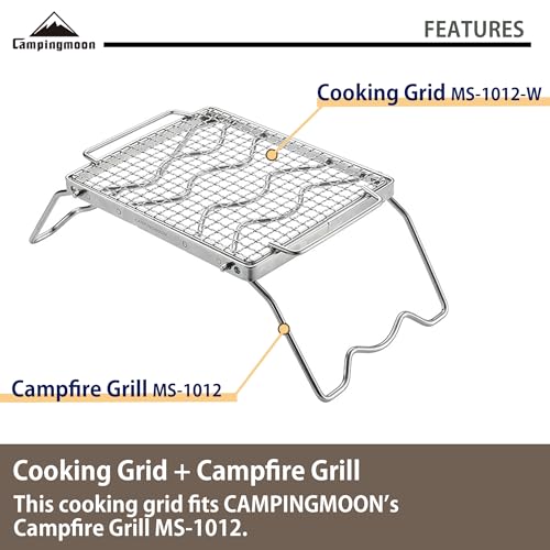 Camping Moon Campfire Grill Grate Stainless Steel 9.4 x 7.9 inches - Silver MS-1012-W