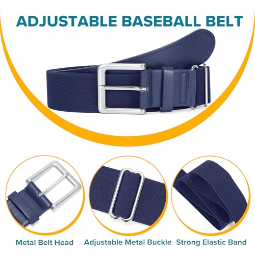 Youth Baseball Socks and Belt Combo - Medium Navy, 2 Pairs & 1 Belt