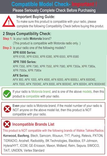 Rugged Speaker Microphone Compatible with Motorola XPR and APX Radios