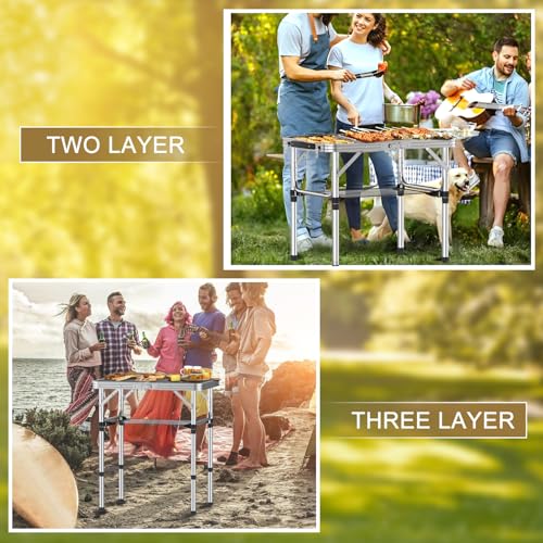Portable Folding Camping Table 2ft with Adjustable Heights & Mesh Storage - Lightweight Aluminum Picnic Table for Outdoor & Indoor Use