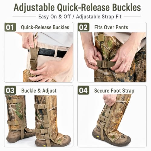 Lightweight Snake Bite Protection Gaiters for Hunting Hiking Work - 3-Layer Nylon