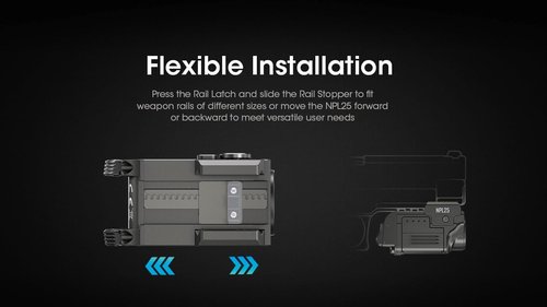 Nitecore NPL25 900 Lumen Compact Weaponlight, USB Rechargeable Magnectic Charging, Rail Mounted Tactical Flashlight with Adjustable Sliding Rail