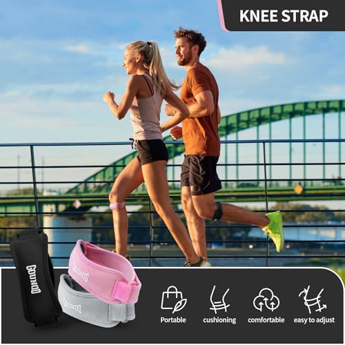 Grey Patellar Tendon Support Strap 2 Pack for Knee Pain Relief, Adjustable Knee Brace