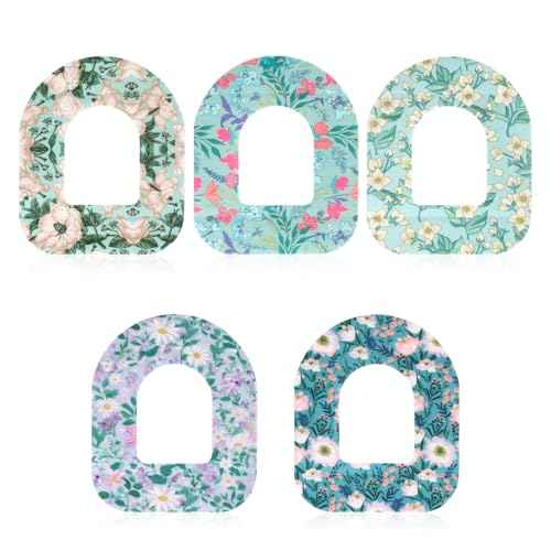 25pcs Adhesive Patches for Omnipod 5, Floral Style Sensor Patches Waterproof & Breathable CGM Overpatch Sensor Cover Compatible with Omnipod 5