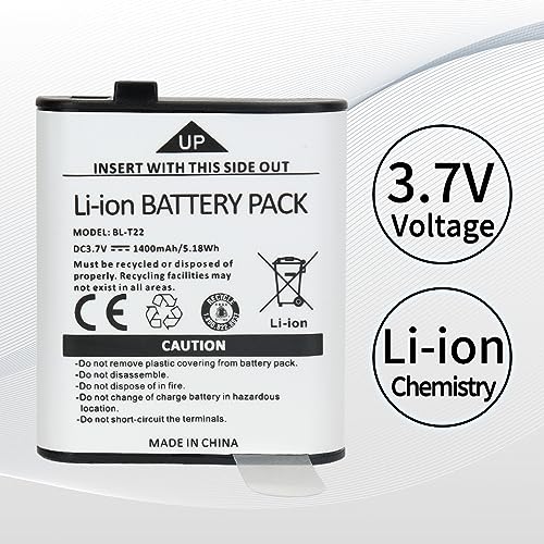 BOAOFENG F22 MP25 Battery Walkie Talkies BL-T22 Original Li-ion Battery 3.7V 1400mAh Compatible F22 MP25 Two Way Radio (2 Pack)