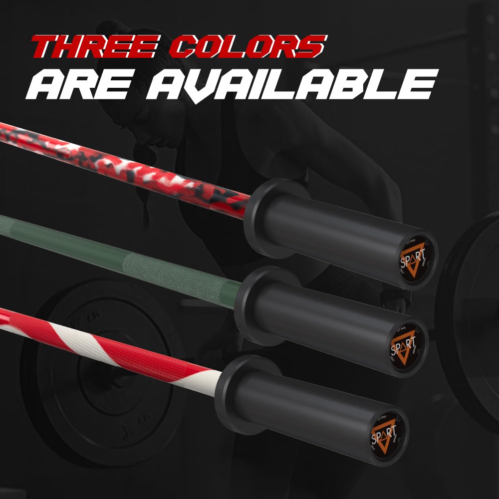 4FT Olympic Barbell Bar, 47Inch Straight Weight Bar with 2 Collars, Solid Olympic Bar with Bearings, 500Lbs Capacity Weightlifting Bar for Home Gym Strength Training, Suitable for 2 Inch Plates, Stars