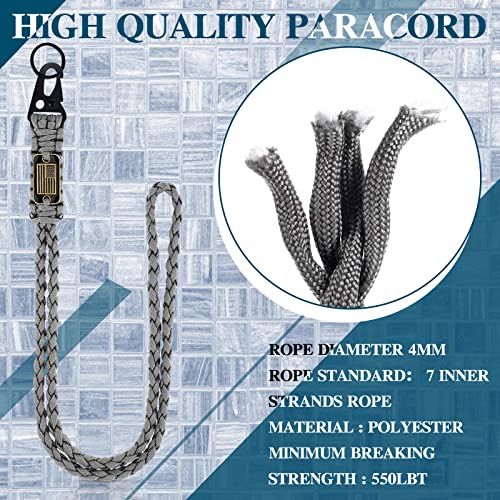 Gray Heavy Duty Paracord Lanyard Set for Outdoor Use - 2 Pack
