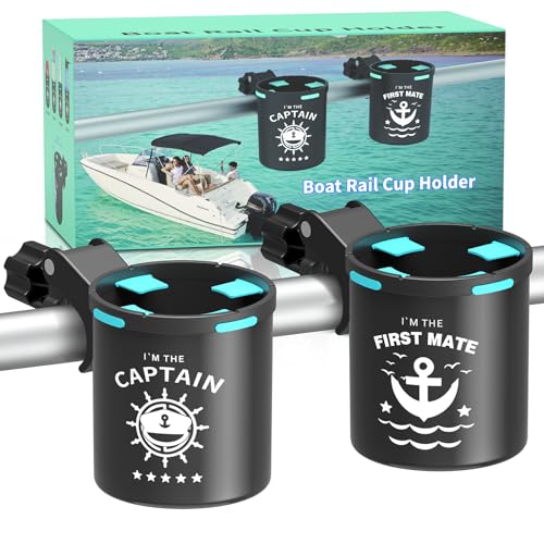 Pack of 2 Marine Boat Rail Cup Holders No Drilling Install on Bimini Top Rail or Pole