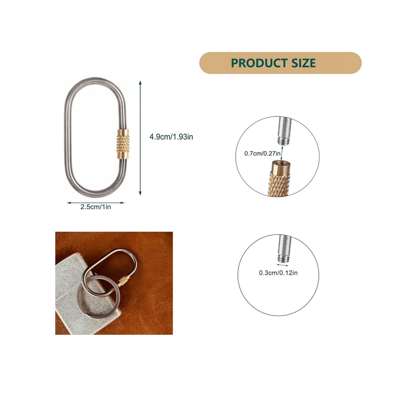 J454 Small Locking Carabiner,Titanium Key Carabiner,Key Chain for car, Mini Quick Release Tactical carabiners Clips.(2pc)