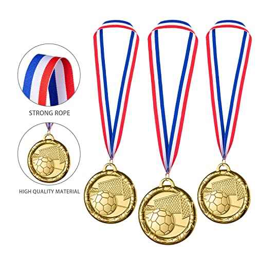 Abaokai 12 Pieces Soccer Medals for Awards for Kids and Adults, Gold Award Medals Set - Metal Olympic Style for Kid¡¯s Sports Soccer Games and Prizes Awards, Party Favors, 2 Inches