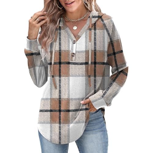 Womens Hoodies Pullover Sweaters Tunic Tops for Women Loose Fit Dressy Oversized Sweatshirt with Buttons