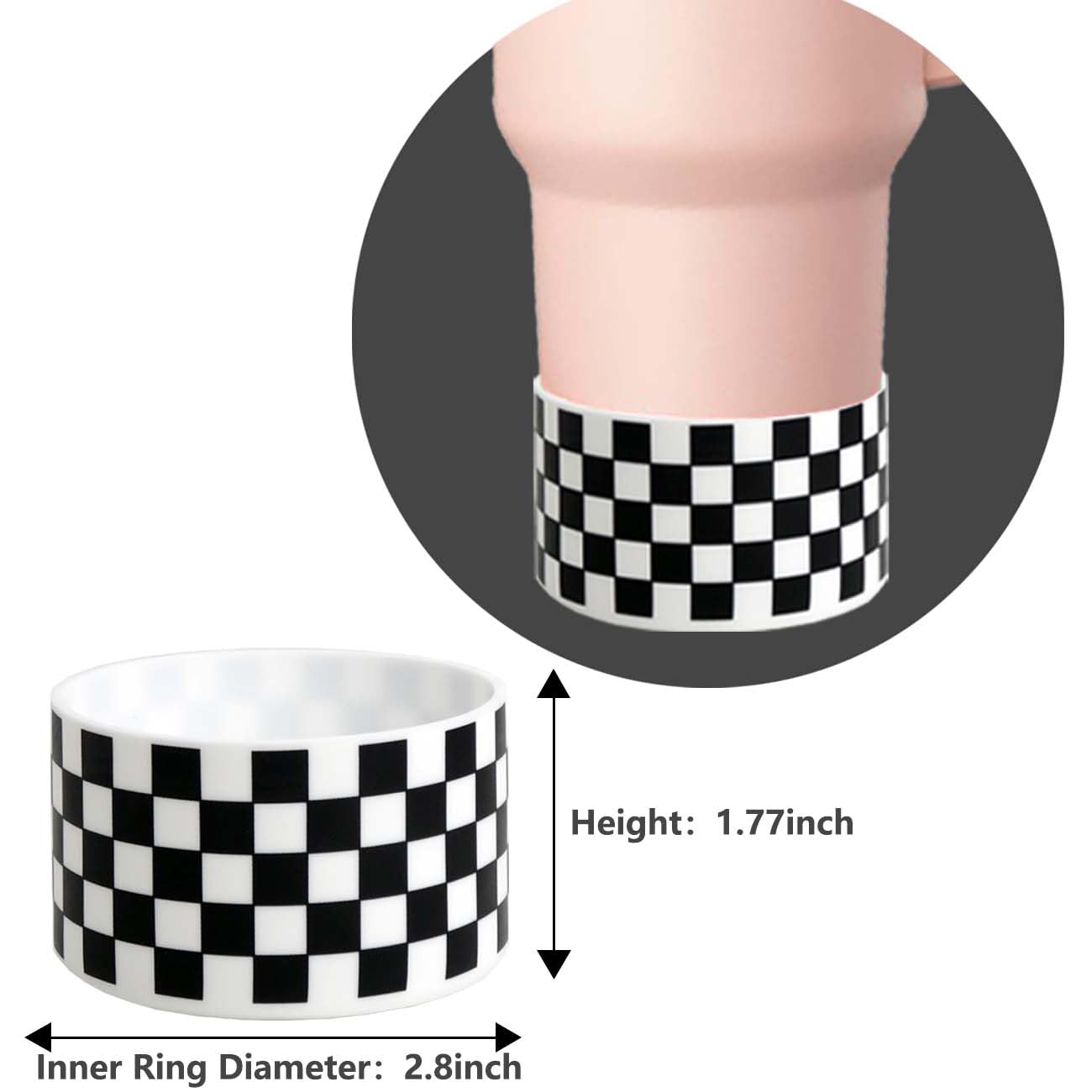 GENLEAS 2 PCS Checkered Pattern Protective Silicone Boot Cover for Stanley Cup 20oz-40oz, for Hydro Flask Water Bottle 12oz-24oz, Anti-Slip Sleeve for Bottles/Tumblers with 2.88-2.97in Bottom