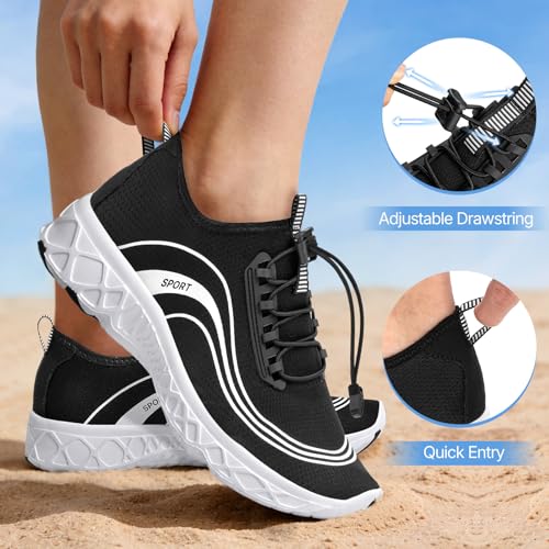 Water Shoes for Women Men Swimming Quick-Dry Barefoot - Black 9 Women / 7.5 Men